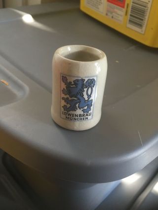 Vintage Toothpick Holder - Mini Beer Mug,  Souvenir Of Germany: Lowenbrau Munchen