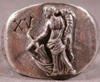 Ancient Roman Military Legionary Silver Ring Legion Xv Primigenia Fortuna