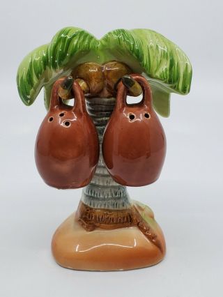 Vintage Salt And Pepper Shakers Palm Tree With Hanging Coconuts