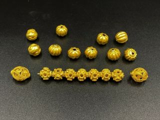 Old Ancient Antique Pyu Dynasty Culture Gold Beads From South East Asia Burma