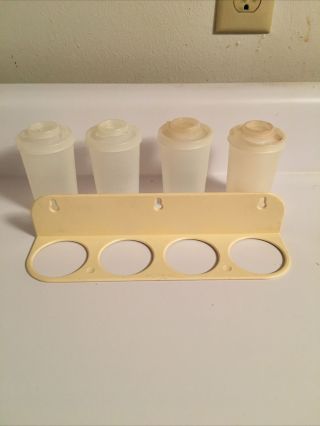 Vintage Tupperware Wall - Mount Spice Rack With 4 Shakers