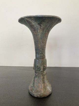 Chinese Gu Ancient Bronze Cup Ritual Vessel Wine Shang / Zhou Dynasty Asian