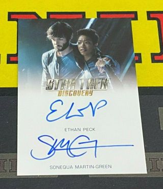 Star Trek Discovery Season 2 Sonequa Martin - Green And Ethan Peck Dual Autograph