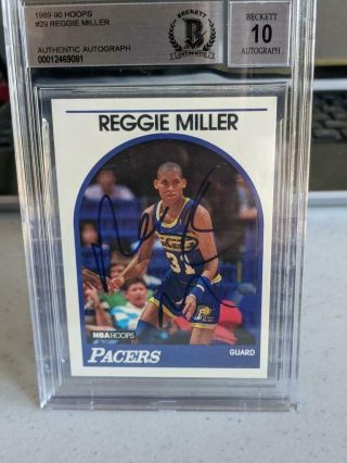 1989 - 90 Hoops 29 Reggie Miller Signed Card Pacers Hof Bas Gem 10