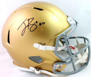 Ian Book Autographed Notre Dame Gold Speed Full Size Helmet - Beckett W Black