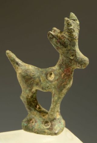 Authentic Ancient Near Eastern Luristan Bronze Stag W/ Horns 1st Mill Bc