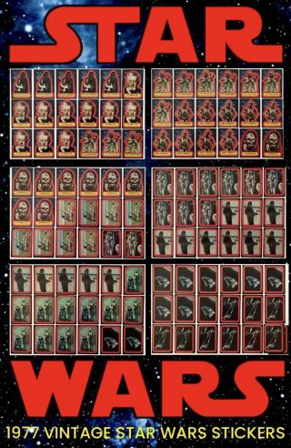 1977 Topps Vintage Star Wars Stickers • R2 - D2,  C - 3po,  Han Solo,  Chewbacca Ex - Mt