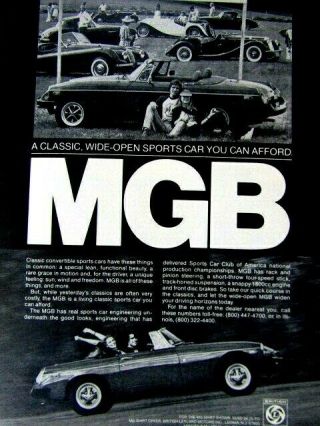 1979 Mgb Sports Car Club Of America Print Ad - 8.  5 X 11 "
