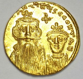 Constans Ii With Constantine Iv Av Solidus Gold Coin 654 - 59 Ad - Choice Xf / Au