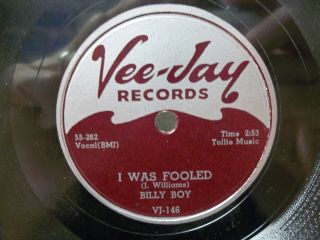 Billy Boy - R&b 78rpm Vee - Jay 146 - I Was Fooled / I Wish You Would - E/e