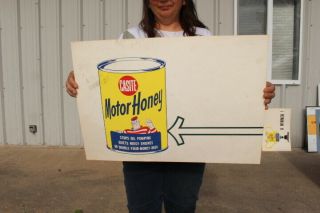 Vintage C.  1961 Motor Honey Motor Oil Can Gas Station 23 " Sign