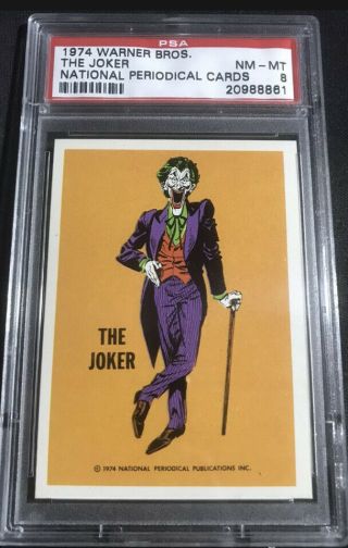 1974 The Joker Warner Bros.  Vintage Psa 8 Card Batman Dc Marvel Comics