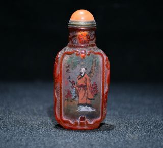 Chinese Antique Qing Qianlong Inside Hand Painted Ancients Glass Snuff Bottle