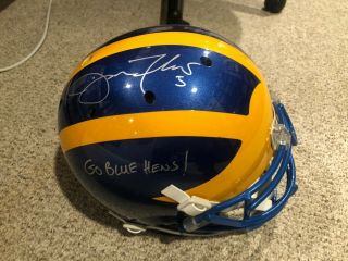 Joe Flacco Full Size Helmet Autographed Helmet Baltimore Ravens Ud " Blue Hens "