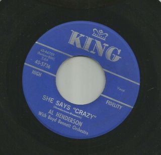 Breed R&b Rocker - Al Henderson - She Says Crazy - Hear - 1963 King