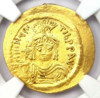 Byzantine Maurice Tiberius Av Solidus Gold Coin 582 - 602 Ad - Certified Ngc Au