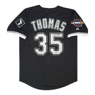 Frank Thomas Signed Chicago White Sox 2005 World Series Alt Black Jersey Bas