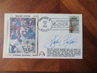 Vintage Gateway First Day Cover Walter Payton Of Chicago Bears Autograph 1984