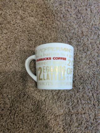 Starbucks 12 Days Of Christmas Red White & Gold Coffee Cup Mug 2008