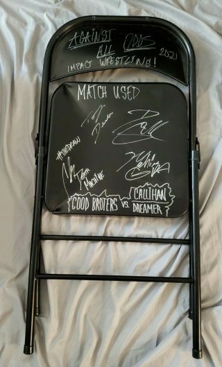 Match - & Autographed Steel Chair From Against All Odds,  Signed By 4 Stars