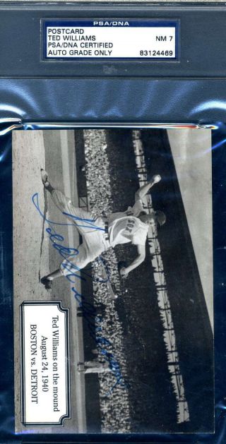 Ted Williams Psa Dna Nm 7 Signed 4x6 Postcard Autograph
