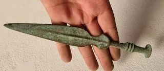 Fantastic Extremely Rare Intact Ancient Celtic Bronze Dagger Sword.  90 Gr.  212 Mm