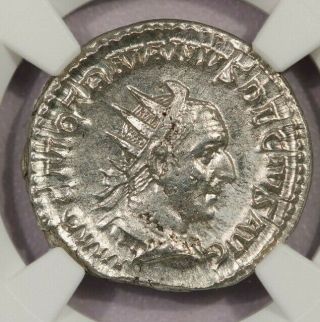 249 - 251 Ad Roman Empire Trajan Decius Ar Double - Denarius Ngc Au B - 3