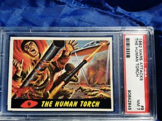 Mars Attacks 1962 Topps Trading Gum Card 9 Human Torch Nm Graded Psa 7 Centered