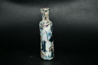 Authentic Ancient Roman Glass Bottle With Authentic Iridescent Patina