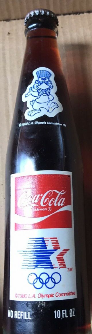 Rare Vintage 1980 Coca Cola Bottle Los Angeles Olympics Advertising Mascot