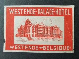 Authentic Vintage Westende Palace Hotel Belgium Luggage Label