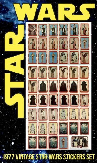 1977 Topps Vintage Star Wars Series 4 Assorted 52 Count Stickers Set • Ex - Nm