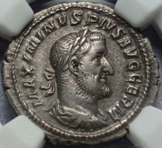 235 - 238 Ad Roman Empire " Ngc Ch Xf " Silver Denarius Of Emperor Maximinus " Thrax "