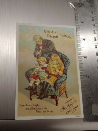Trade Card AYER ' S CHERRY PECTORAL,  LOWELL MA - KIDS RELAXING ON SOFA 2