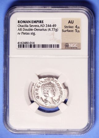 Roman Empire Otacilia Severa 244 - 49 Ad Silver Ar Double - Denarius Ngc Au