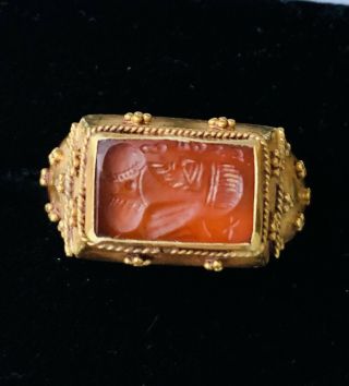 Ancient Roman Gold Intaglio Seal Ring Extremely Rare 22ct