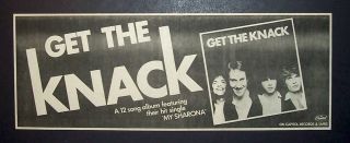 The Knack Get The Knack,  My Sharona 1979 Uk Poster Type Ad,  Promo Advert