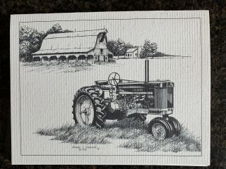 John Deere Fold Over Note Cards Set Of 8 Barn Tractor Model 60