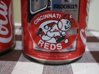 2 Diff.  Coca Cola Cincinnati Reds Baseball 12 Oz Stay Tab Aluminum Soda Pop Cans 3