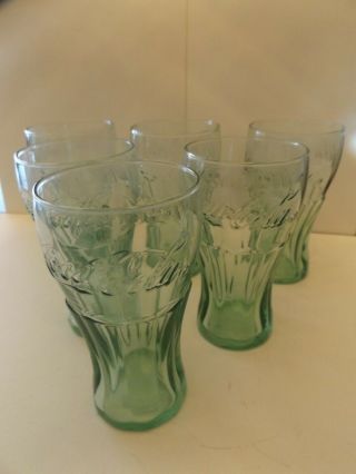Vintage Libby Coca - Cola Small Green Glasses 6 Oz.  Set Of 6 - 4.  5 " Tall -