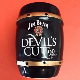 Jim Bean Devil’s Cut 90 Proof Shot Glass Shooter Apr 3 Oz Black Ceramic￼ & Glaze