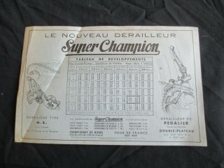 Tb Brochure Publicitaire Cycle Le Nouveau Derailleur Champion Vers 1950
