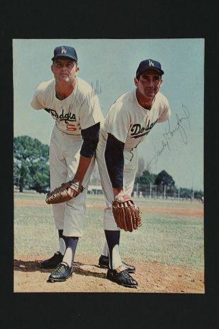 Sandy Koufax & Don Drysdale Double Autographed Baseball Photograph W/ Psa Loa