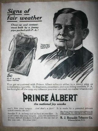 (212) Vintage Reprint Advert Prince Albert Pipe Tobacco 1913 11 " X14 "