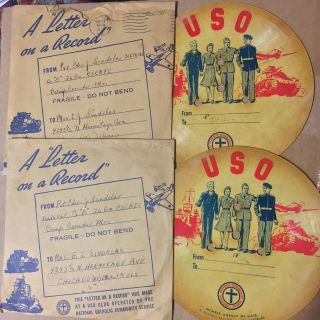 2 Wwii Uso Letter On A Record 1944 Chicago