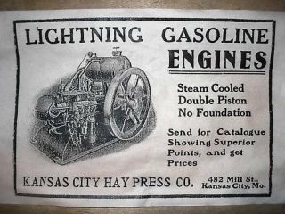(180) Vintage Reprint Advert Lightning Stationary Gas Engine 1908 11 " X14 "