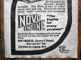 (279L) VINTAGE REPRINT ADVERT NOVO STATIONARY GAS ENGINE 1913 AD POSTER 11 