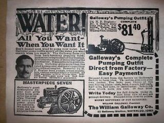 (324) Vintage Reprint Advert Galloway Stationary Gas Engine 1920 11 " X14 "