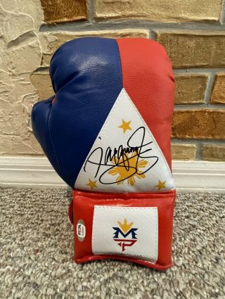 Manny Pacquiao Signed Auto Philippine Flag R Boxing Glove Psa Mayweather Proof