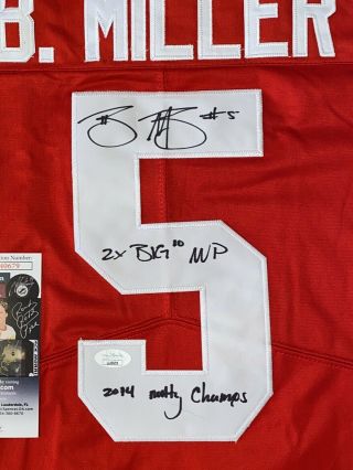 BRAXTON MILLER SIGNED OHIO STATE BUCKEYES RED JERSEY 4X GOLD PANTS MICHIGAN SUCK 2